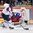 HELSINKI, FINLAND - DECEMBER 31: Russia's Alexander Georgiev #30 looks to make the save against Slovakia's Maros Surovy #17 during preliminary round action at the 2016 IIHF World Junior Championship. (Photo by Andre Ringuette/HHOF-IIHF Images)

